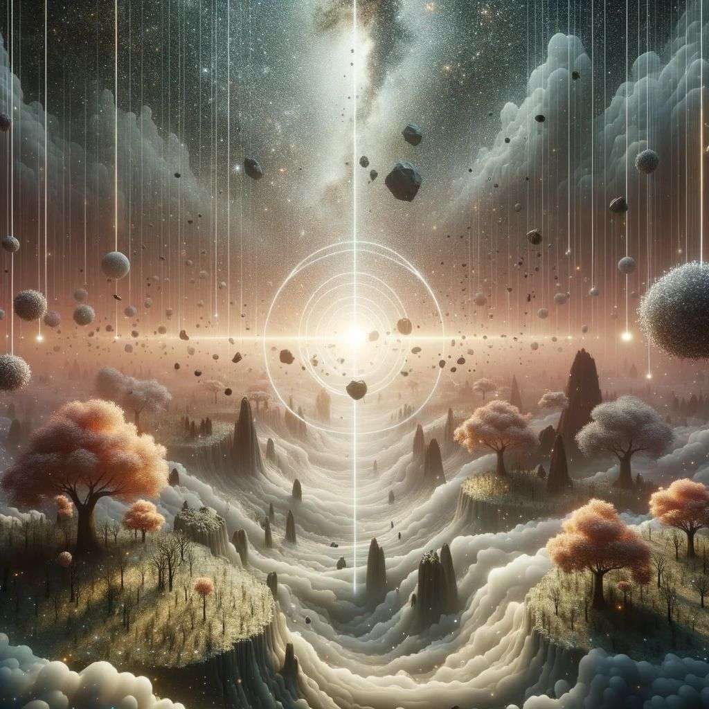 the discovery of gravity, digital art, ethereal